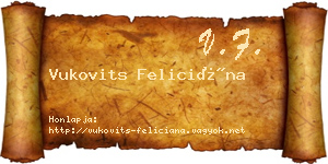 Vukovits Feliciána névjegykártya